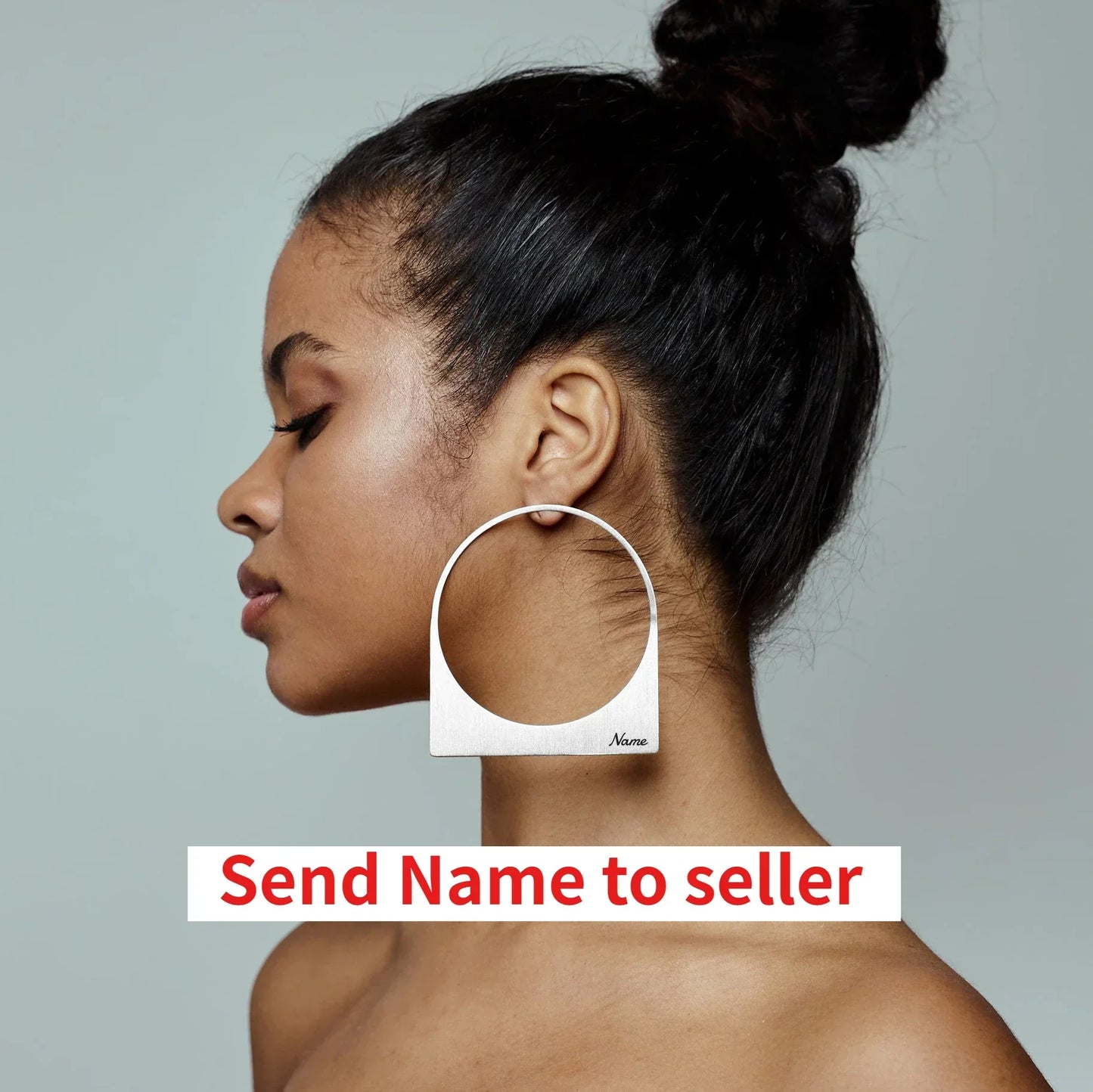 African Large Hoop Earring with Custom Name Middle East Dubai 18K Gold Plated Stainless Steel Earrings Women Jewelry Handmade