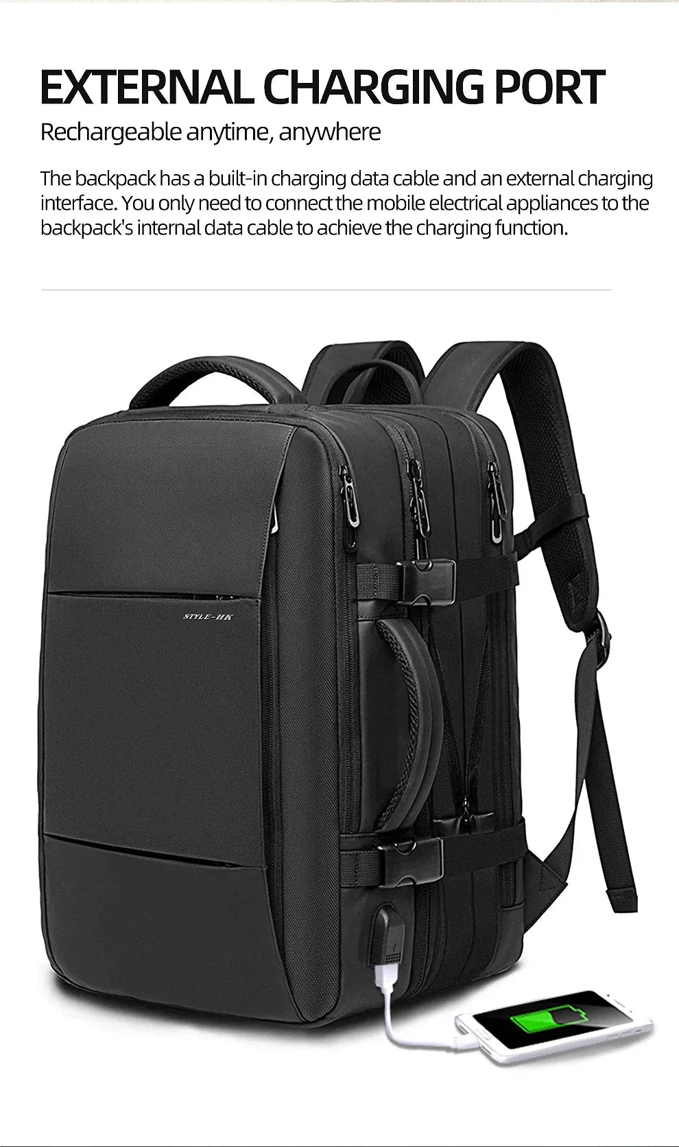 Business Backpack for Men Waterproof Anti-Theft 15.6” Laptop Backpack Casual Large Capacity Expandable Travel Bag Short Trip