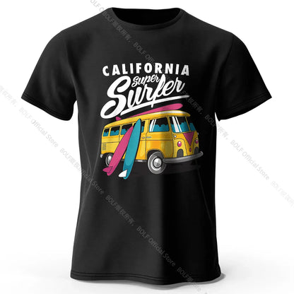Surfer Sunrise Silhouette Printed Unisex Men Women T-Shirt Tees Tops 100% Cotton Ocean Wave Graphic Morning Ritual