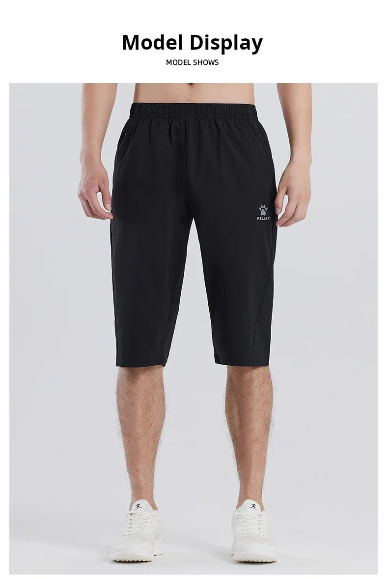 Kelme Sports Capris Men's Summer Breathable Fitness Shorts Football Training Ice Silk Running Shorts