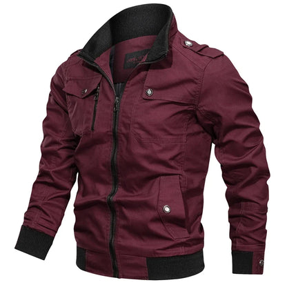 Men’s military bomber jacket, windproof autumn winter casual outdoor coat, plus size M–5XL