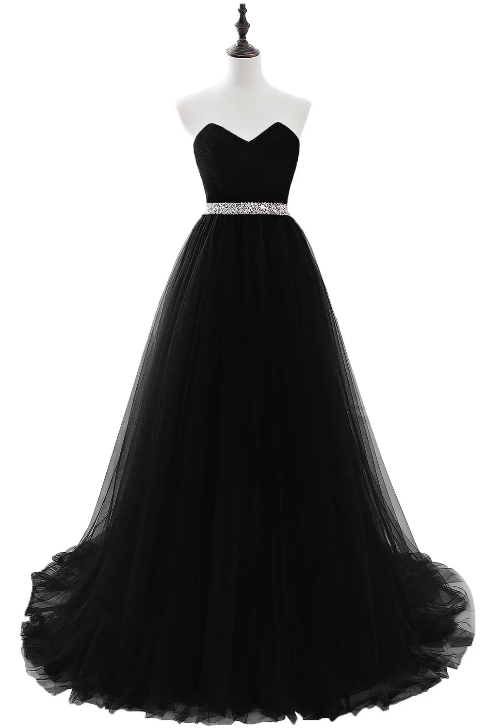 A-line Strapless Tulle Royal Blue Evening Dresses Lace Up Crystal Sequin Formal Party For Bride Sexy Prom Gown Wedding Party