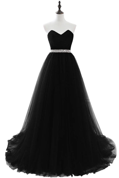 A-line Strapless Tulle Royal Blue Evening Dresses Lace Up Crystal Sequin Formal Party For Bride Sexy Prom Gown Wedding Party