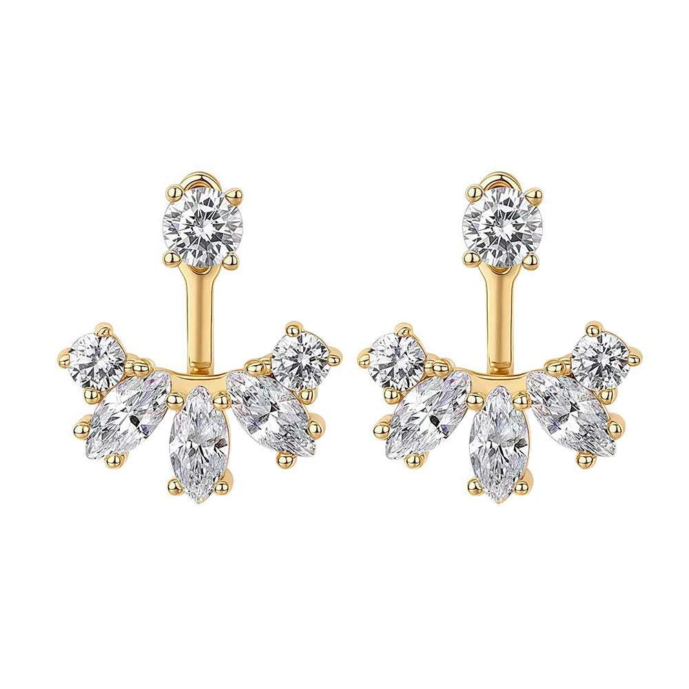 Round/Marquise Cut Moissanite Diamond Stud Earrings with Certificates S925 Silver Detachable Earcuff Drop Earring for Women