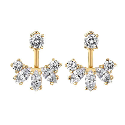Round/Marquise Cut Moissanite Diamond Stud Earrings with Certificates S925 Silver Detachable Earcuff Drop Earring for Women