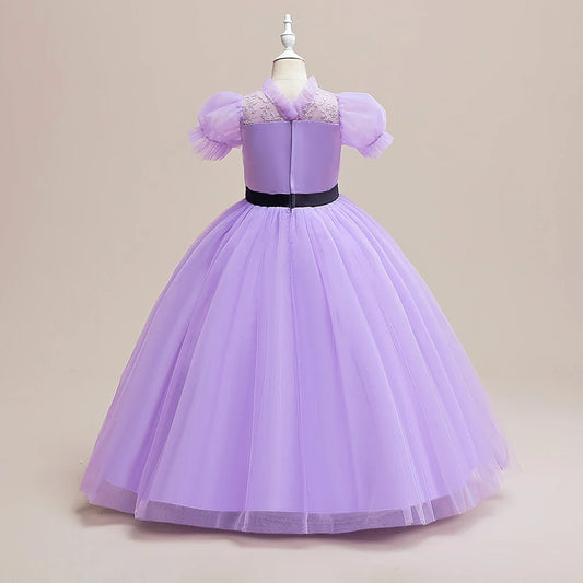 Summer Bridesmaids Party Girl Dresses Elegant Short Sleeve Birthday Princess Dress For Girl Tulle Wedding Prom Evening Customes
