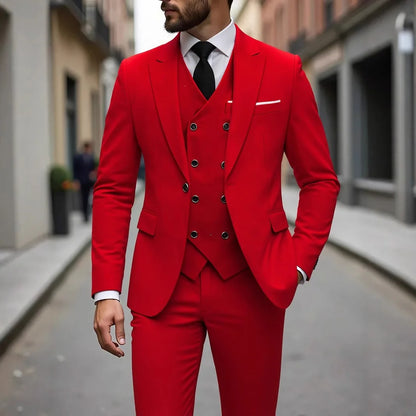 ManSuitOutfit Thin Simple Solid Color Single-breasted Male Suits British Style Long Sleeve Pocket MenSet wedding suits for men