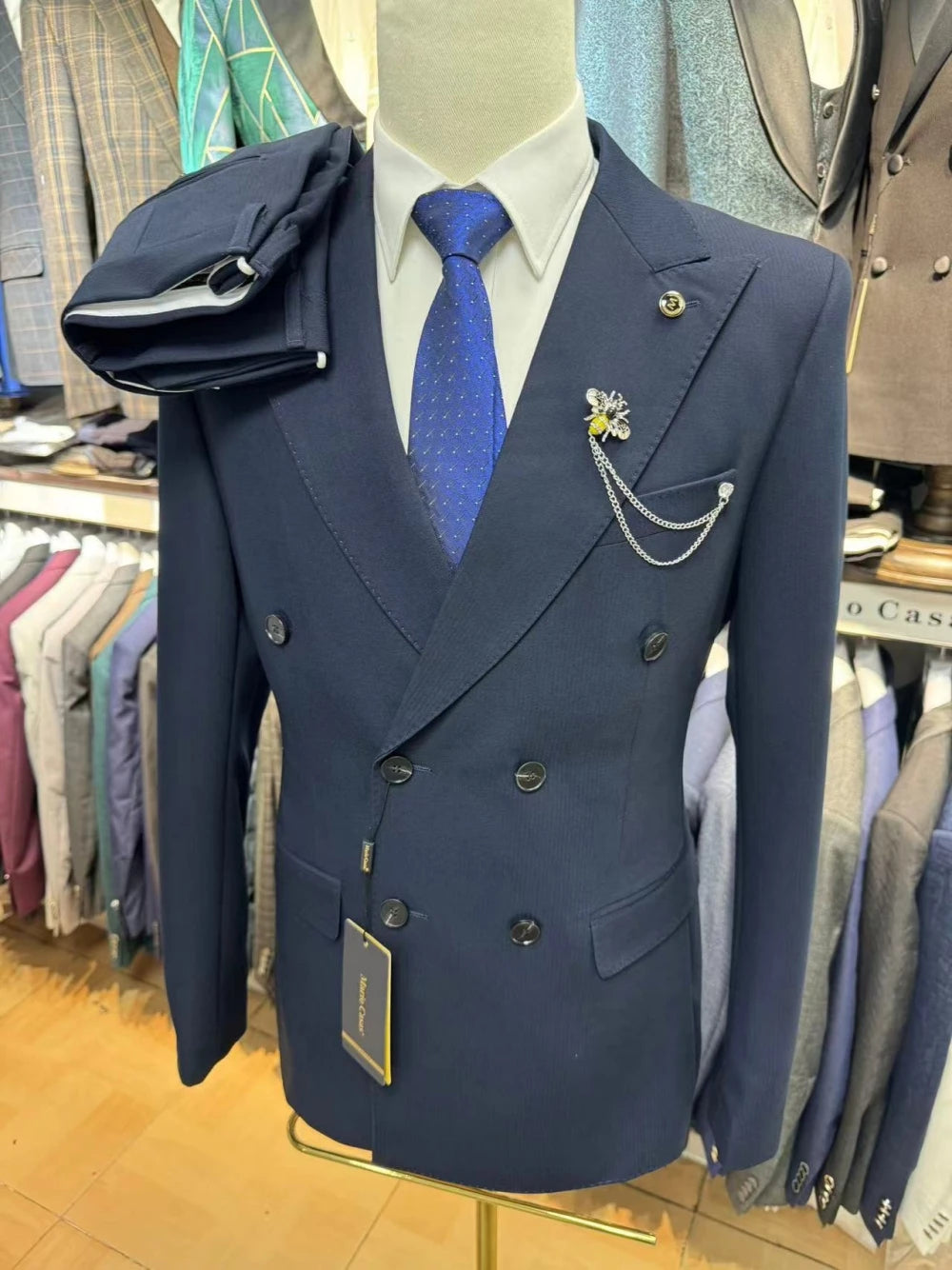 Classic 2-pieces Peak Lapel Men Suit Smooth Business Tuxedo In Stock Set Decent Party Daily High Quality Simple Groom Wear
