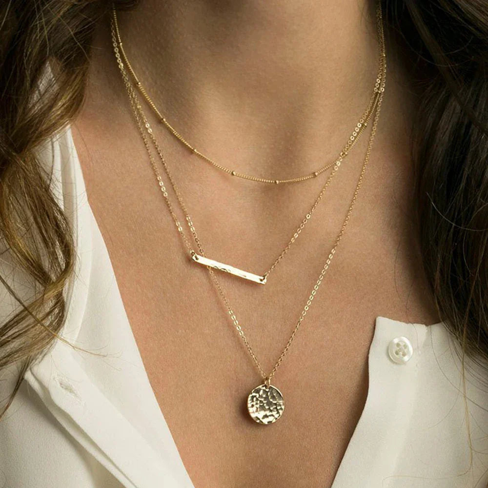 Stainless Steel Chain Necklace for Women Gold Color Thin Choker Bead Chain Necklace Jewelry Wholesale Dropshipping