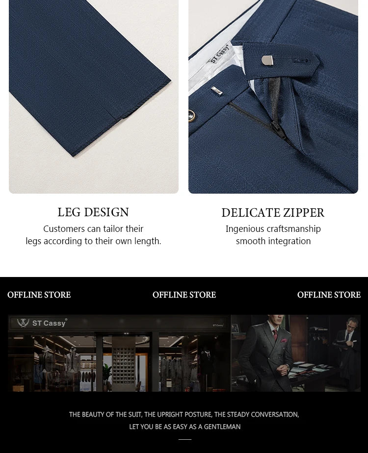 High-end Brand Formal Business Men's Suits Single Breasted Solid Color Slim Fit Suit wedding three-piece