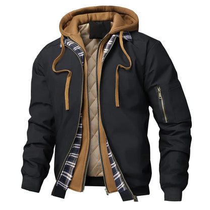 Autumn Winter Men's Warm Bomber Jacket Outdoor Man Thick Windbreaker Hiking Hooded Coats Men Thermal Sports Zipper Parkas Jacket