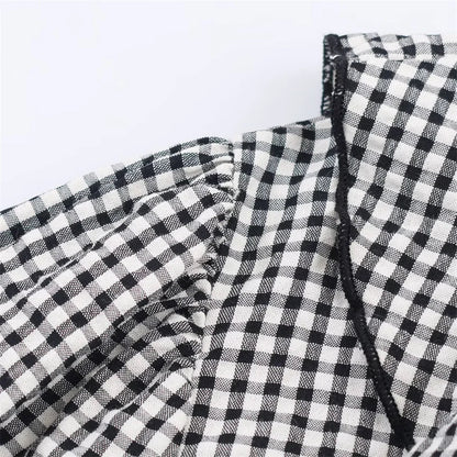 Elegant Fashion Chidori Plaid Ruffles Chiffon Shirt Spring 2025 Ruffled Neck Long Butterfly Sleeve Loose Tops Women's Clothing
