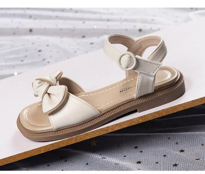 New Children's Sandals Summer Bowknot Girls Princess Causal Shoes Fashion Kids Soft Bottom Beach Flat Sandals Open-toe Versatile