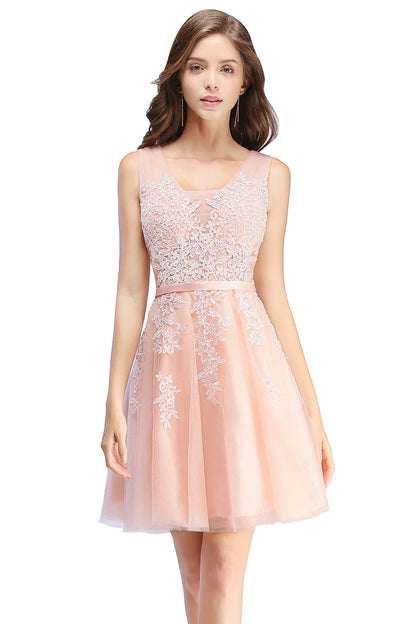 Floral Lace Homecoming Dresses for Girls Elegant Candy Pink Short Evening Prom Dress for Party Wedding Guest Dresses