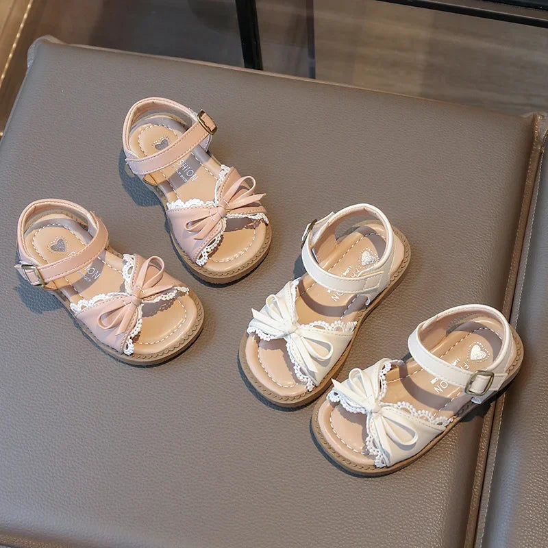 Girls Cute Lace Bow Princess Sandals New Little Kids Soft-soled Beach Summer Shoes Size 22-31