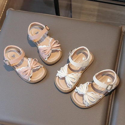 Girls Cute Lace Bow Princess Sandals New Little Kids Soft-soled Beach Summer Shoes Size 22-31