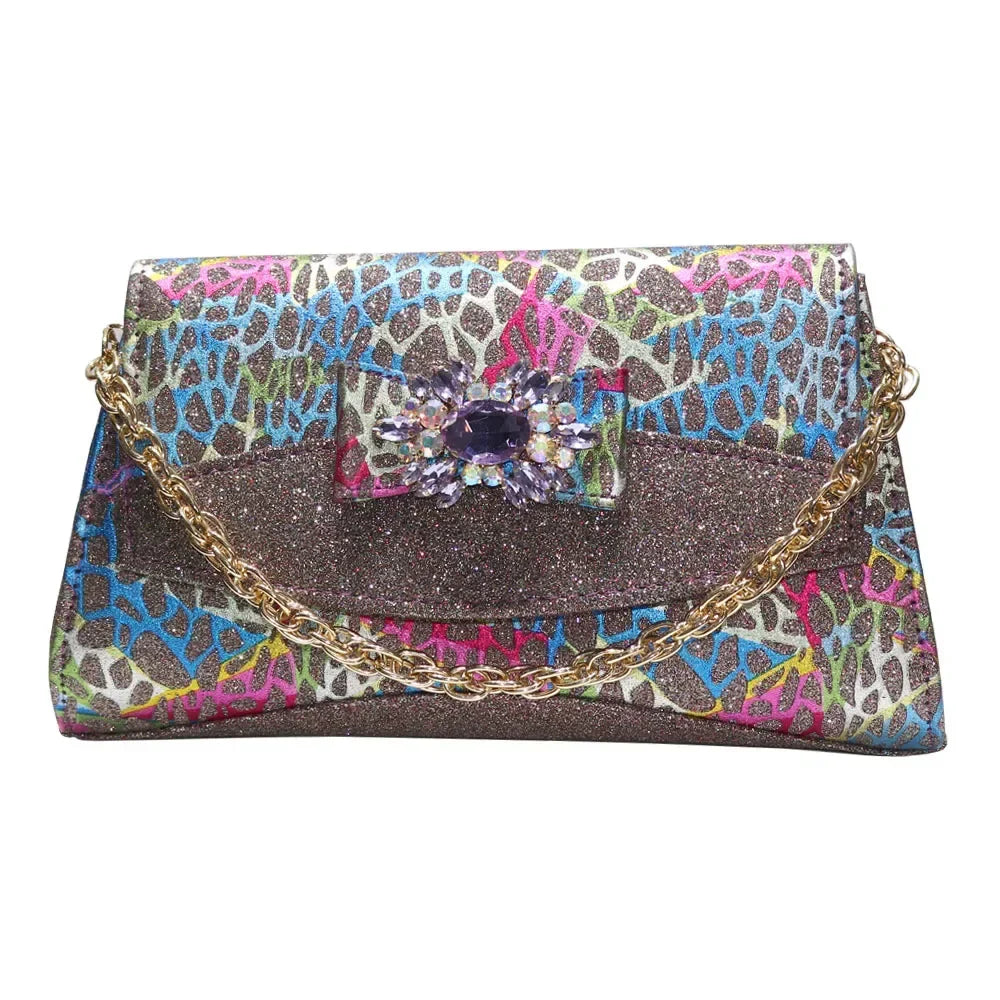 African Fashion Italian Shoes And Bag Sets For Evening Party With Stones Colorful Italian Handbags Match
