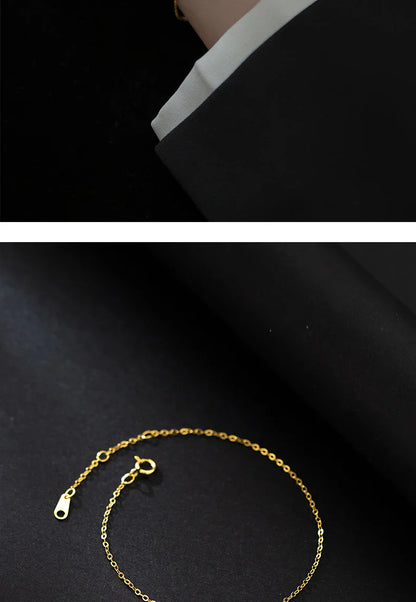 Minimalism Classic Gold Color Bracelet 100% 925 Sterling Silver Link Chain Cute Bracelets For Women Fine Jewelry Gifts