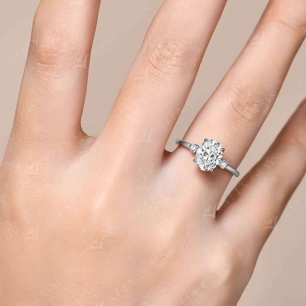 2CT Oval Cut Moissanite Solitaire Ring for Women Lab Grown VVS1 Diamond 9*7mm S925 Silver 18K Gold Wedding Fine Jewelry