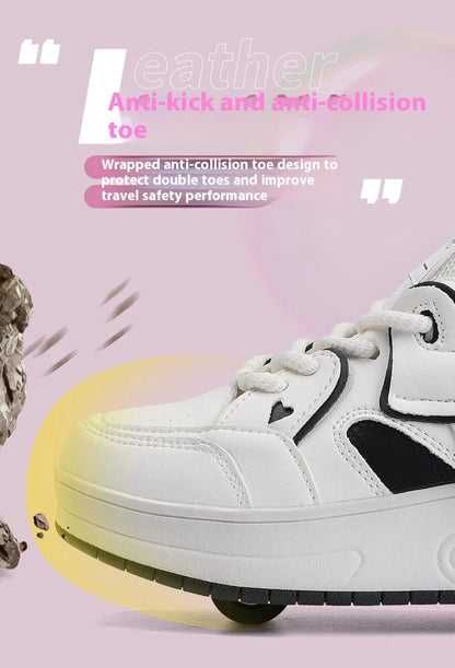 Lace-up breathable walking shoes Girls 2024 new two-wheeled retractable sports roller skates for female students outdoors