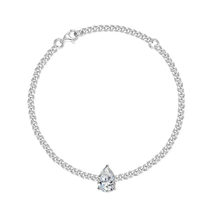 1CT 2CT 3CT Pear Cut Adjustable Moissanite Bracelets for Women Dainty Bridal Jewelry Lab Diamond Chain Pure 925 Silver