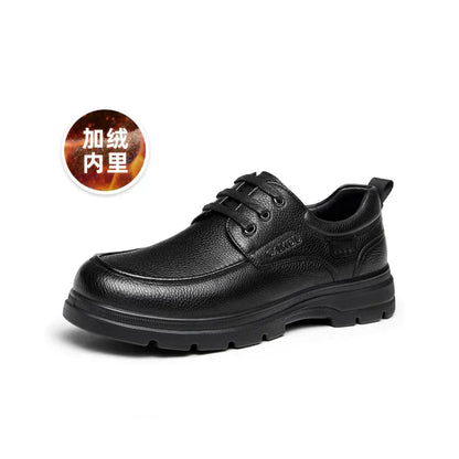 Golden Camel Men's Shoes 2026 New Business Casual Soft Sole Leather Shoes Brand Design Soft Soles Non-slip Velvet Warm Loafers
