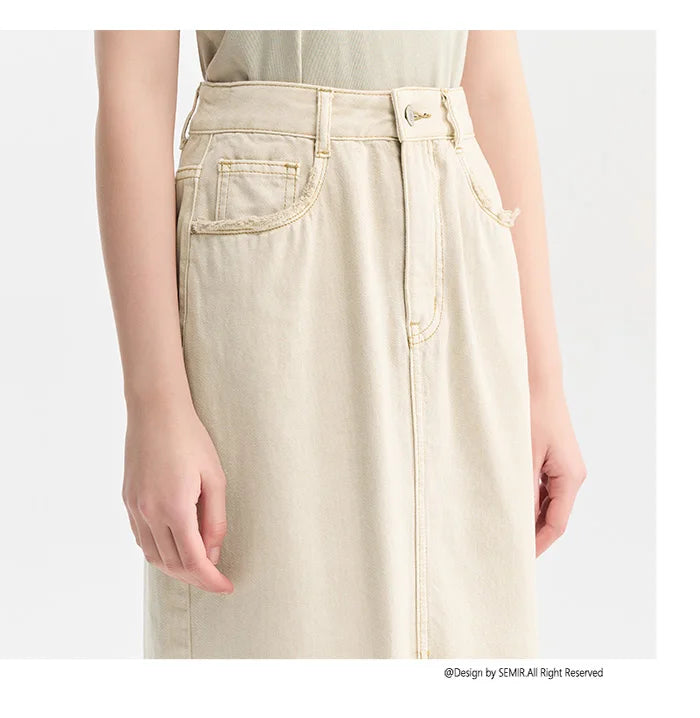 Women Denim Skirt Summer 2024 New Arrival With High Slit And Straight-Cut Design Skirts for Women