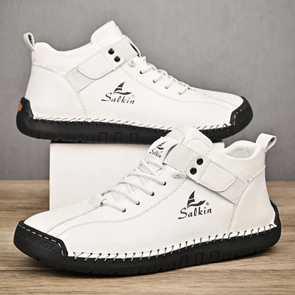 Handmade Leather Casual Men Shoes Design Sneakers Man Breathable Leather Shoes Men Ankle Boots Outdoor