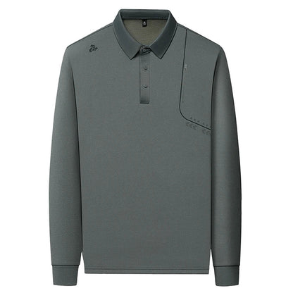 Luxury Quality Men's Polo Shirt Simple Solid Color Print Long Sleeve Autumn Lapel T-Shirt Business Casual Fashion Trend Menswear
