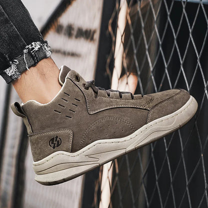 High Top Boots Men's Shoes Fashion Motorcycle Ankle Boots Shoes for Men Winter Boots Men's Sneakers Lace-Up Botas Hombre
