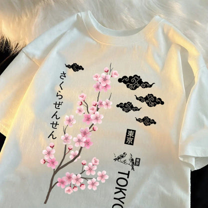 You Can Enjoy Cherry Blossoms From Tokyo T Shirt Men Summer Casual Top Soft Unisex Clothes Loose Cotton Male Colour Short Sleeve