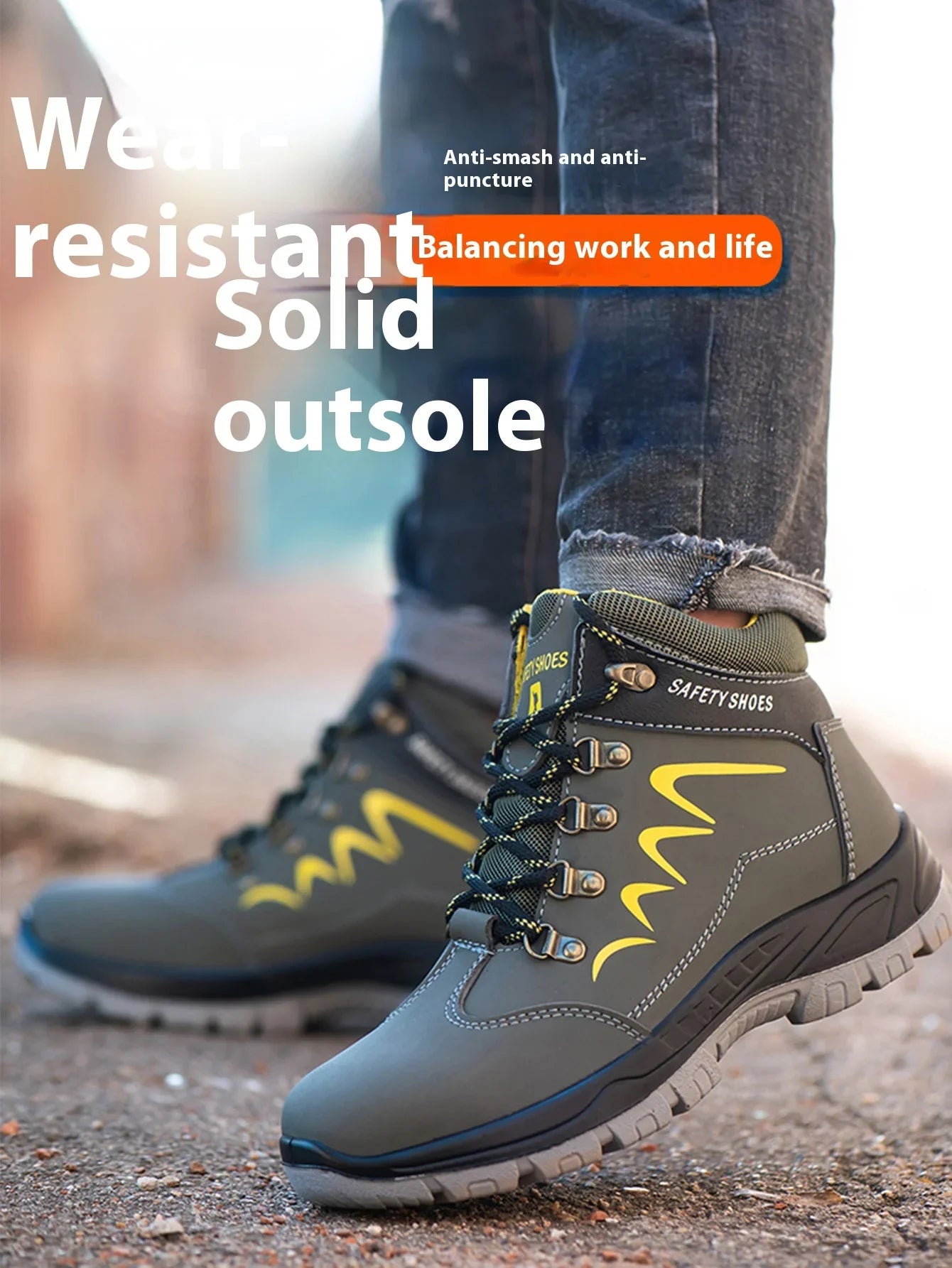 Waterproof Men's Safety Work Boots Steel Toe Shoes Anti Impact And Anti-Puncture Outdoor Adventure Hiking Industrial Boots