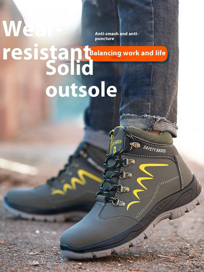 Waterproof Men's Safety Work Boots Steel Toe Shoes Anti Impact And Anti-Puncture Outdoor Adventure Hiking Industrial Boots