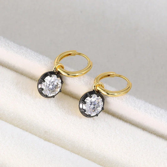 14K Plated Certified D Vvs1 Moissanite Drop Earrings for Women 8MM Luxury Wedding Jewelry Gift 100% Real S925 Pure Silver