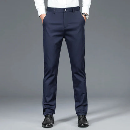 Business Formal Mens Casual Pants Autumn Winter Fashion Anti-wrinkle Straight Stretch Trousers Male Office Classic Suit Pants