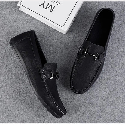 Men's shoes large size simple men's lazy casual shoes for men's black light driving loafers men's shoes leather shoes