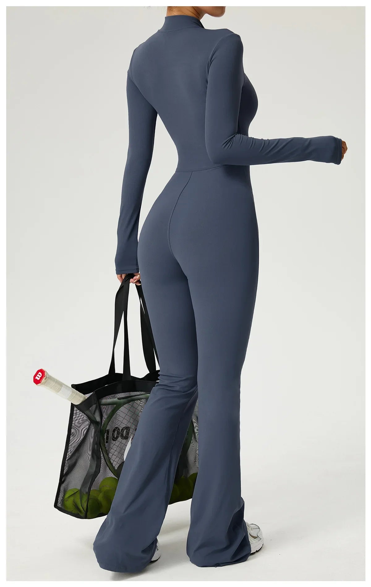 Zipper Jumpsuit Flared Pants Women Clothing Sportswear Gym Yoga Sport Sets Spandex Nylon Workout Sets Women Tracksuit