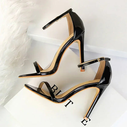 Women Gladiator Stiletto Classic Ankle Strap Holiday Beach Sandals Lady Fashion Suede 8cm 11cm High Heels Sexy Red Brown Sandles