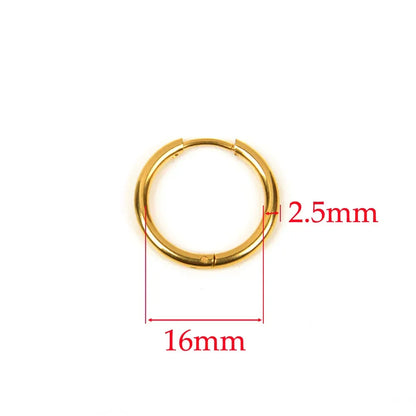 10pcs 316L Stainless Steel Hoop Earrings Women Men Punk Hiphop Circular Ear Buckle Ring Jewelry Gold Color Accessories Wholesale