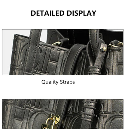 Embossed Ladies Crossbody Bag Letter Printing Design Ladies Handbag Large Capacity Tote Bag Elegant Temperament Ladies Should