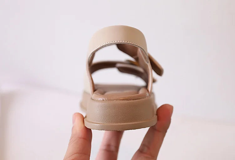 Classic Brown Boys Sandals Summer Sea Holiday Shoes Slides Slingback Soft Bottom Beige Girls Sandal Platform Sandals Kids H03243