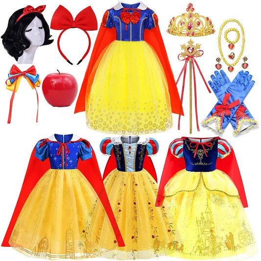 New Short-Sleeved Fluffy Lace Orange Dress For Girls Cosplay Princess Cute Dress + Cloak + Accessories Set Birthday Gift