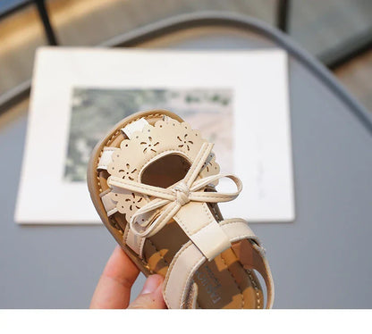 Summer Baby Girls Sandals Cut-Outs Lace Princess Shoes Children Sandals Anti Slip Soft Sole Toddler Kids Beach Shoes Size 21-30
