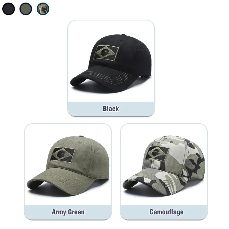 Spring and Autumn New Cotton Embroidered Brazilian Flag Baseball Cap Outdoor Cotton Men and Women Camouflage Sun Hat