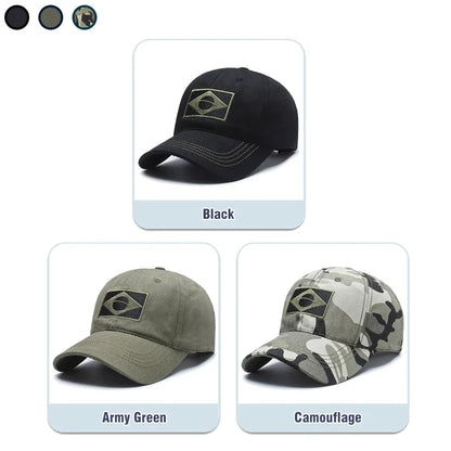 Spring and Autumn New Cotton Embroidered Brazilian Flag Baseball Cap Outdoor Cotton Men and Women Camouflage Sun Hat