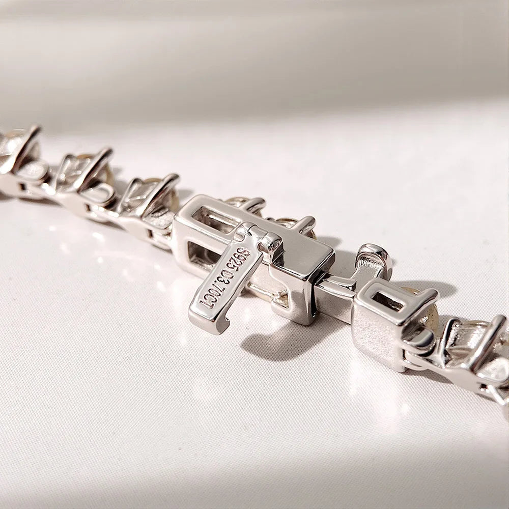 3mm Full Heart Cut Moissanite Bracelet 100% S925 Sterling Silver Plated 18K Gold for Women Party Fine Jewelry Gift