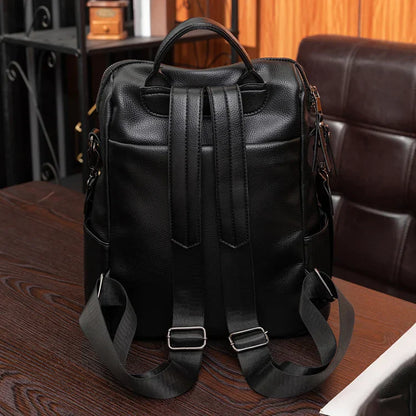 Large capacity retro style soft women's backpack, convertible shoulder bag, perfect for commuting and travel