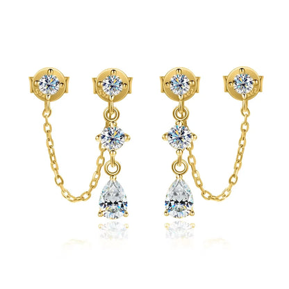 D VVS1 Moissanite Earrings for Women GRA Certified Pear Cut Pendant Tassel Earring Solid s925 Silver Dainty Ear Ring