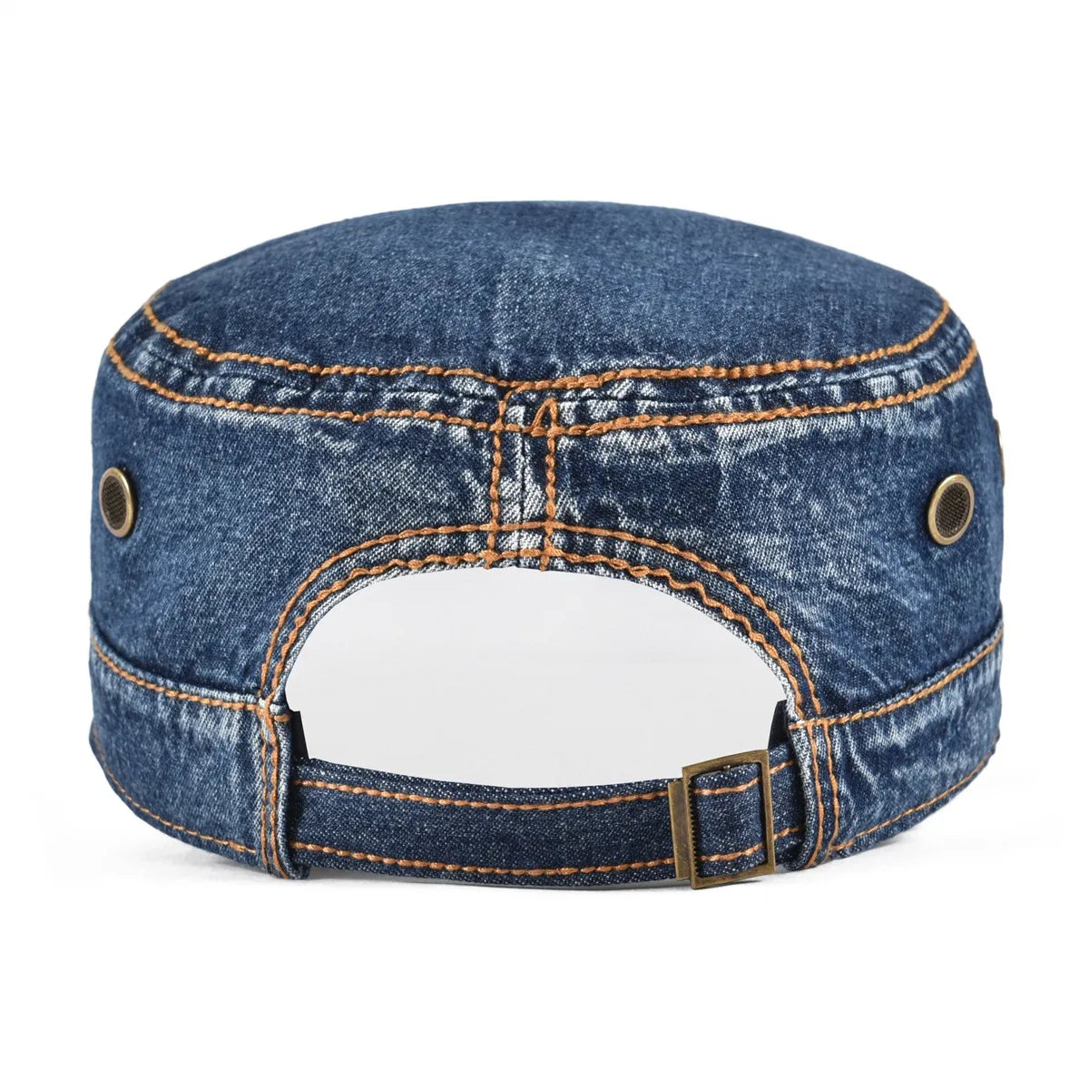 Denim Army Cap Men Washed Cotton Bucket Hat Spring Fall Headpiece Flat Top Adjustable Peaked Visor Hats Trucker Hats