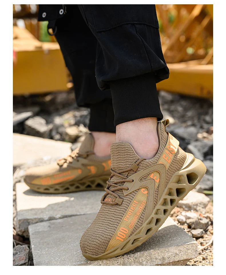 Work Safety Shoes For Men Lightweight Protective Work Sneakers Lightweight Men Shoes Breathable Shoes Anti-Puncture Work Shoe